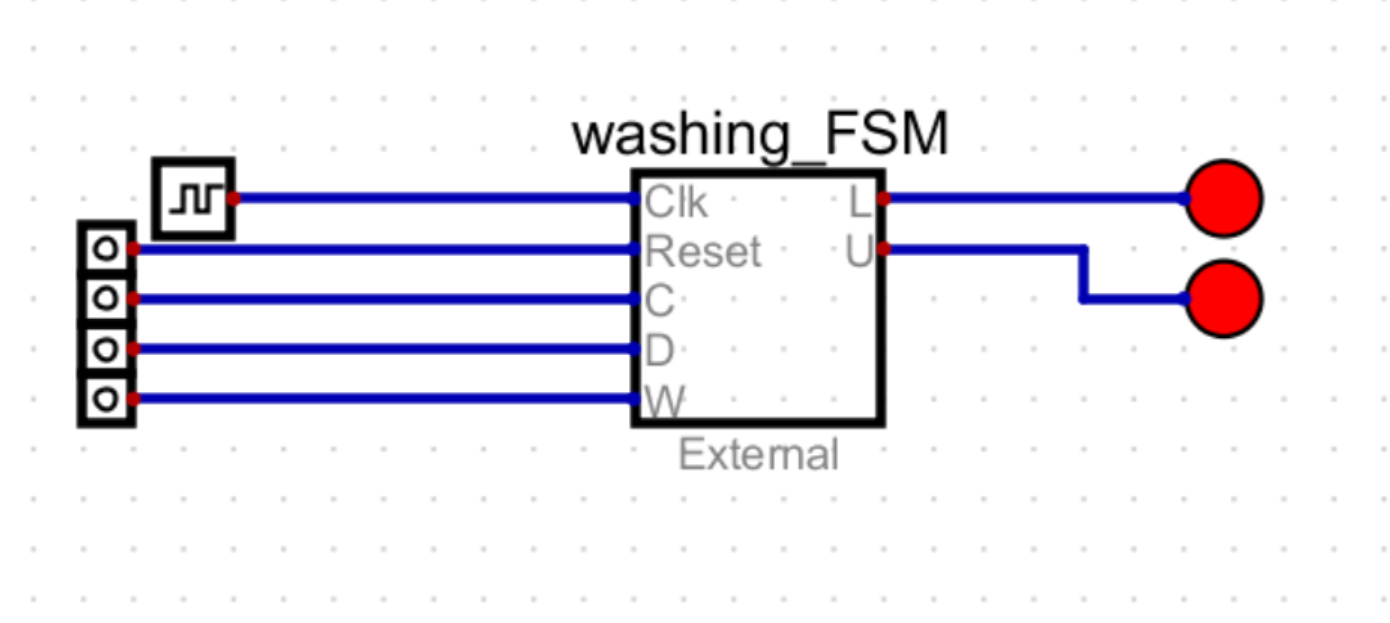 Wired schematic in Digital with inputs and LED outputs